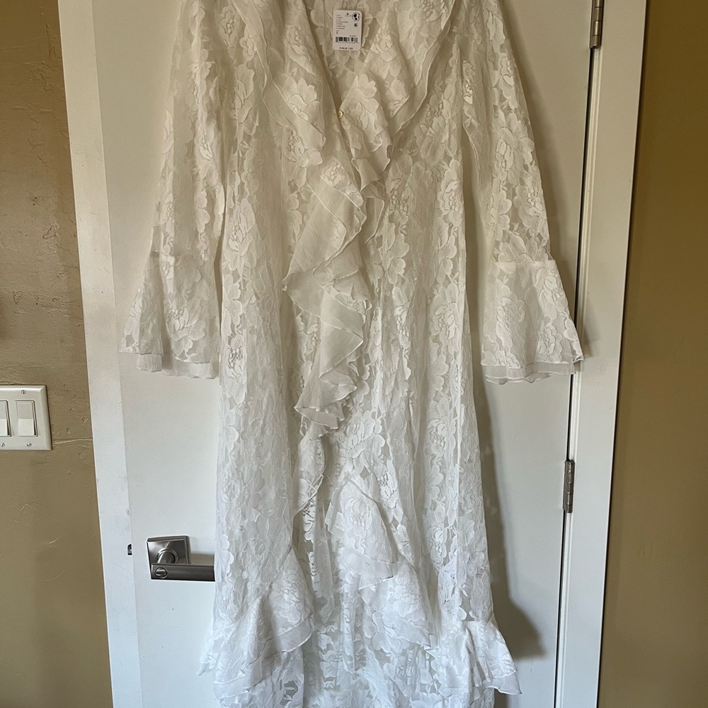 Free People Cream Floral Lace Top